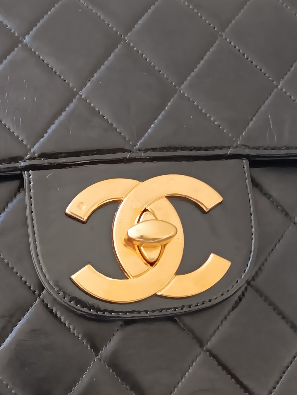 Chanel Vintage Jumbo Classic Flap Black Lambskin 24K Gold ✨ COA - Picture 13 of 16