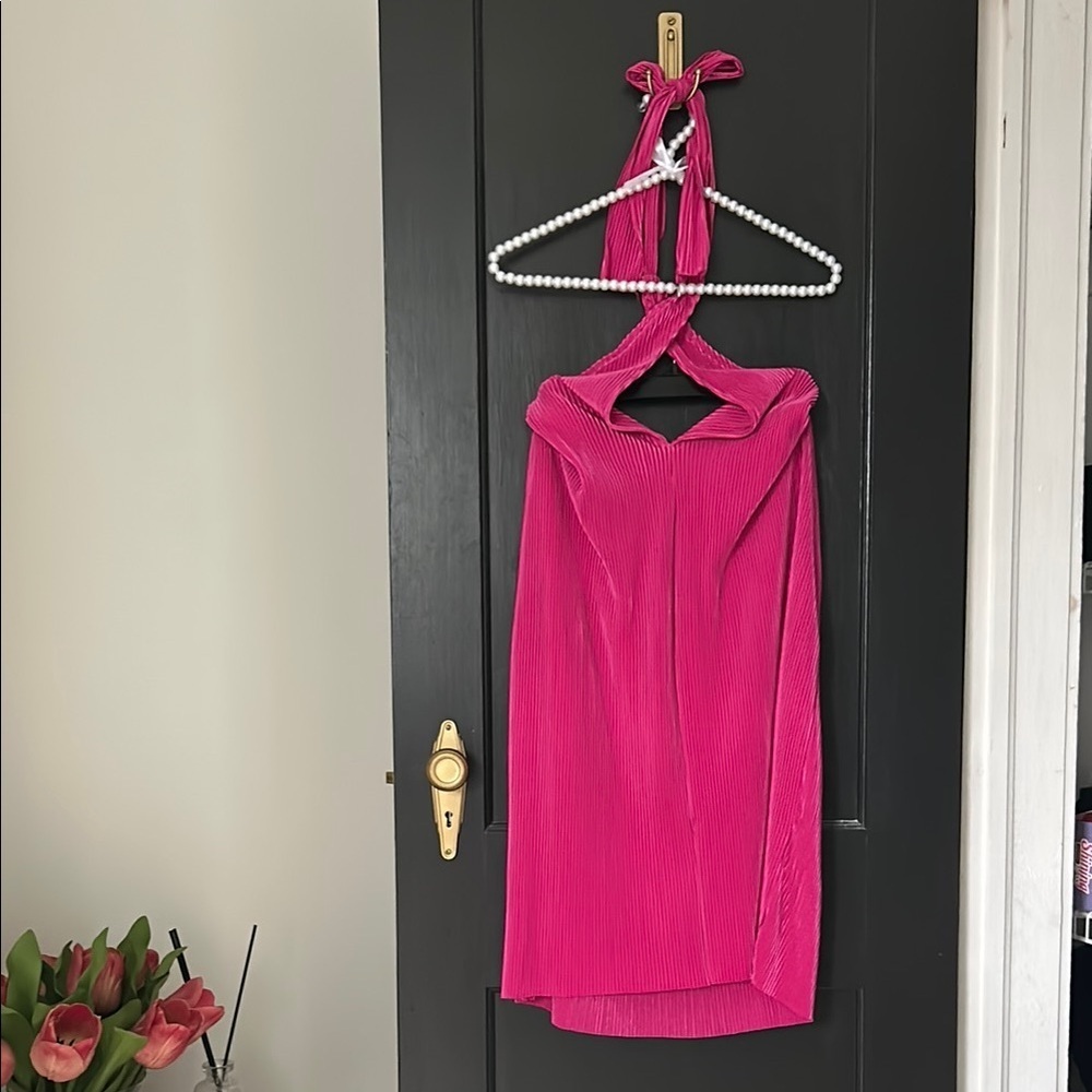 SHEIN Pink Backless Dress