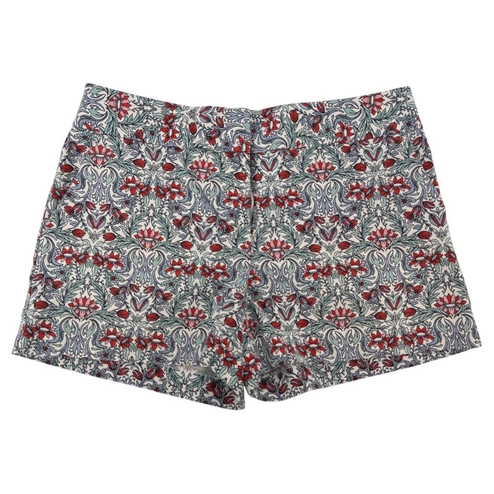 LOFT Womens Floral Shorts Red Blue Green 8 Coastal Summer Preppy Cottagecore