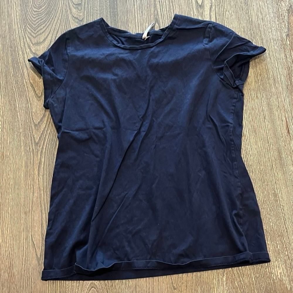 Banana Republic Blouse Top Short Sleeve Pullover Supima Cotton Navy Blue Size S