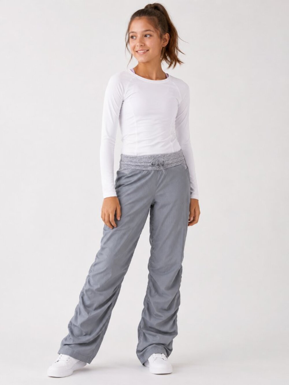 Lululemon Ivivva Girls Dance Studio Joggers Ruched Gray Pants Girls 10
