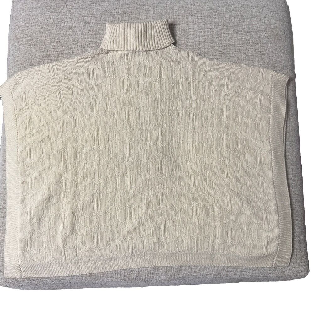 NWT Coach Women's Signature Turtleneck Wool Blend Poncho- Ivory Size M/L $498 - Picture 2 of 11