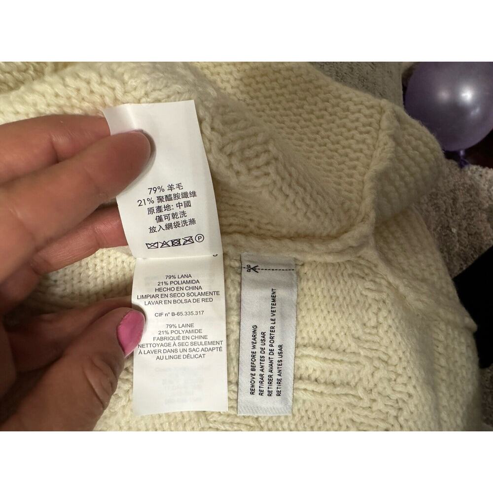 NWT Coach Women's Signature Turtleneck Wool Blend Poncho- Ivory Size M/L $498 - Picture 6 of 11