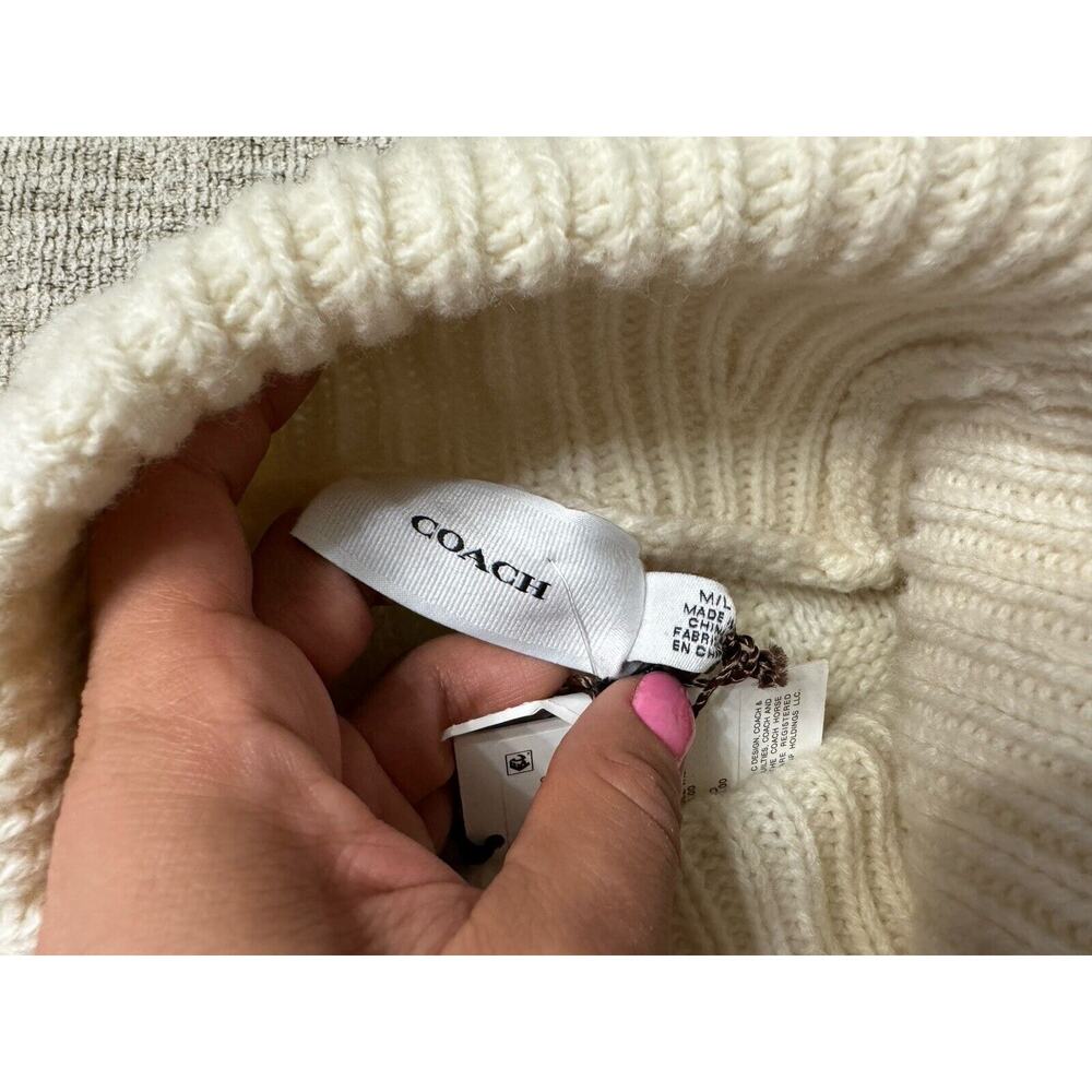 NWT Coach Women's Signature Turtleneck Wool Blend Poncho- Ivory Size M/L $498 - Picture 11 of 11