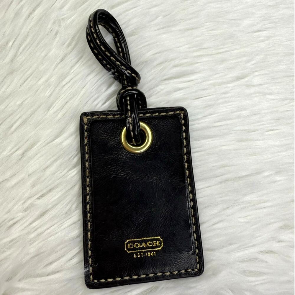 Vintage COACH Black Luggage Tag Bag Charm