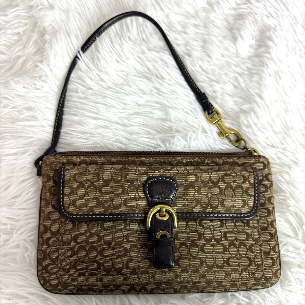 COACH y2k Soho Brown Signature Canvas Wristlet