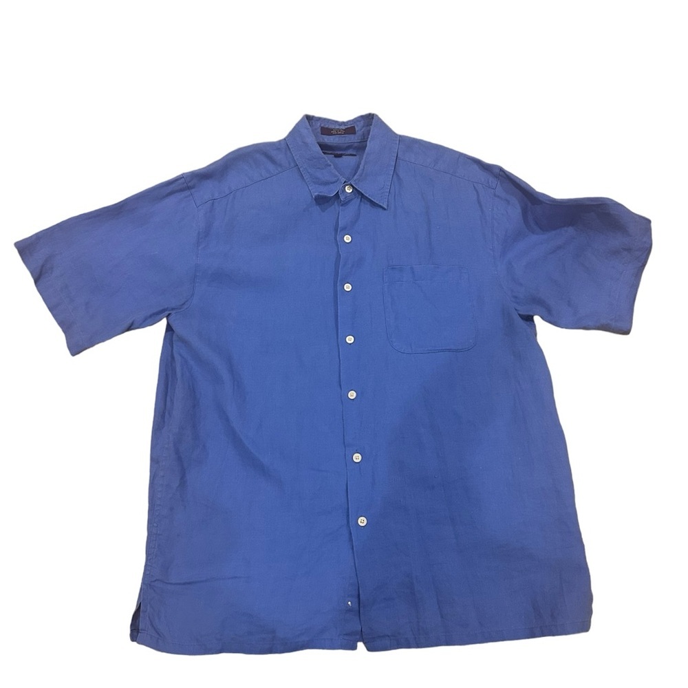 Alan Flusser Linen Short Sleeve Button Down