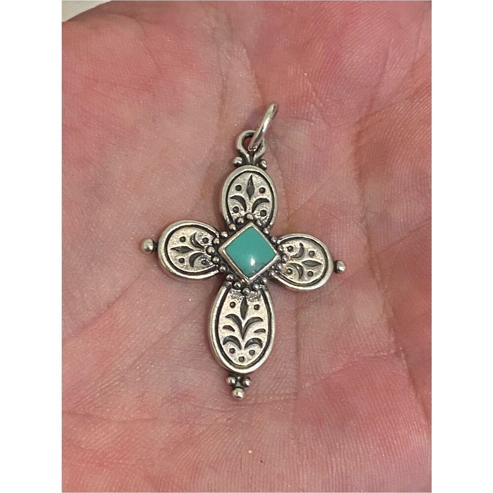 NWT James Avery Retired Festive Beaded Cross With Turquoise