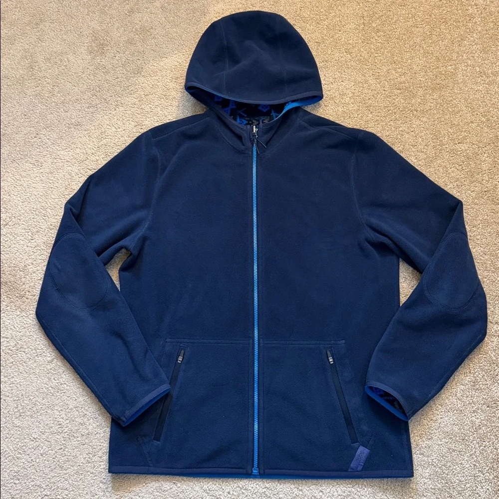 RHONE Aztec Reversible Montage Fleece Full Zip Hoodie Blue Patterned Jacket - Picture 5 of 9