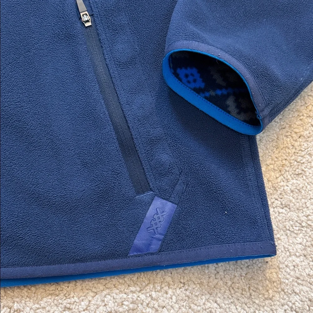 RHONE Aztec Reversible Montage Fleece Full Zip Hoodie Blue Patterned Jacket - Picture 6 of 9