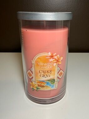 Yankee Candle Capri Glow Large Tumbler Candle 14.25 oz Single Wick Pink NEW