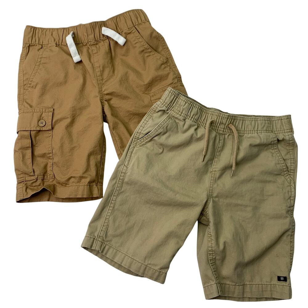 Lucky Brand Lot of 2 Boys Sz Small Khaki Tan Cargo Chino School Uniform Shorts