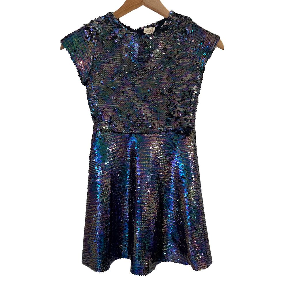 Zara Girls Sequin Skater Dress Size 8 - Picture 1 of 12