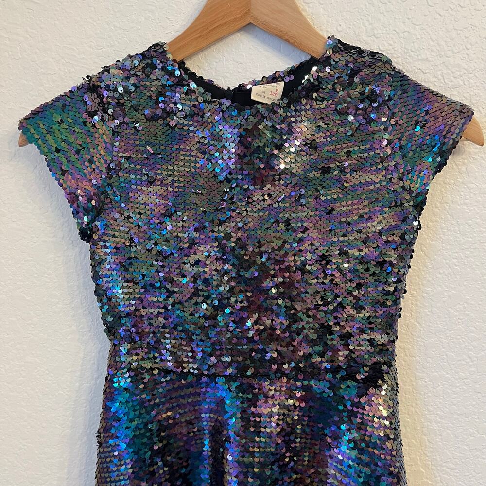 Zara Girls Sequin Skater Dress Size 8 - Picture 4 of 12