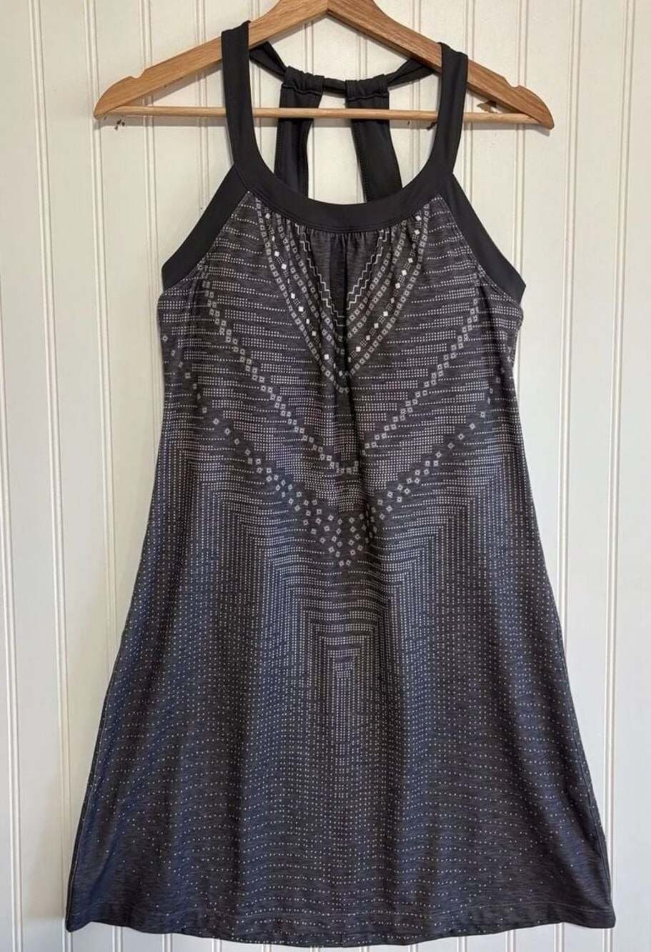 Prana  Quinn Yoga Dress Grey  Print Racerback  Size S