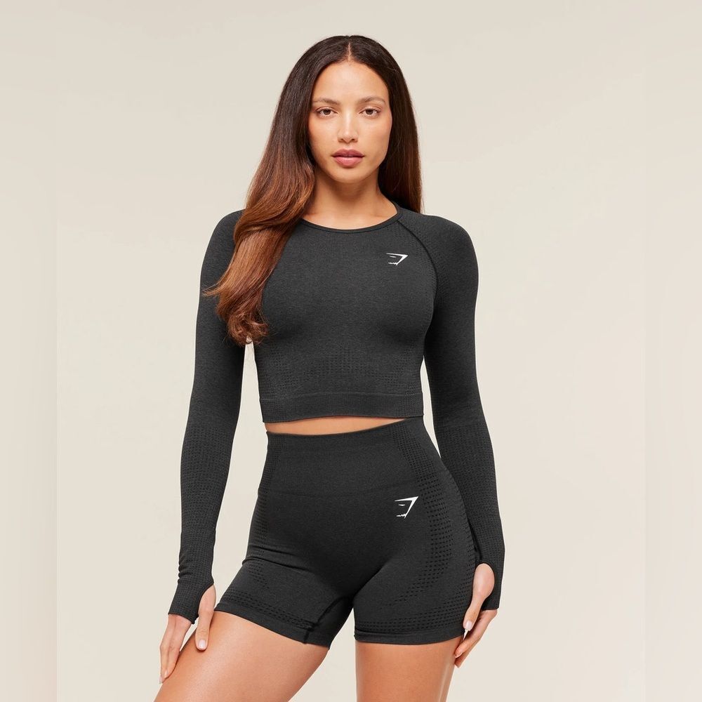 Gymshark Vital Crop Top Black Marl