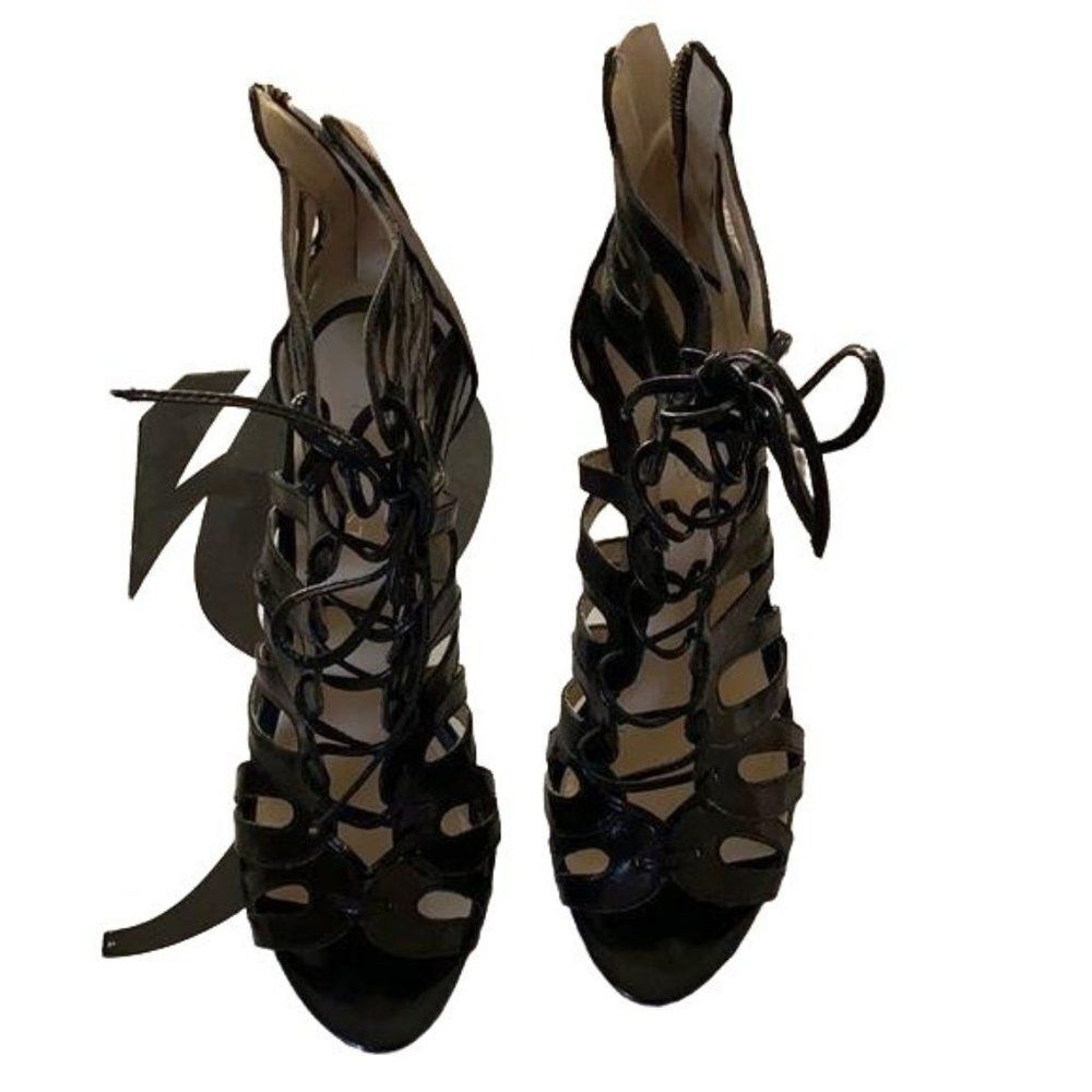Nine West Kenzie Black Strappy Sandals Sz 6
