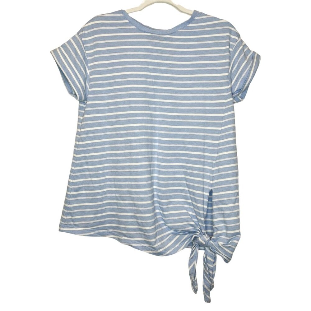 Chaps Shirt M Blue White Striped‎ Nautical Side Tie Pullover Top Size Medium