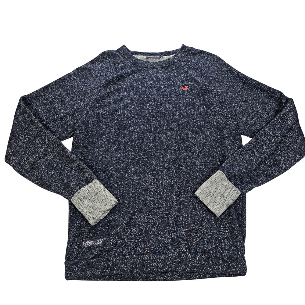 Southern Marsh‎ Mens Small Blue Marled Knit Pullover Crewneck Sweatshirt