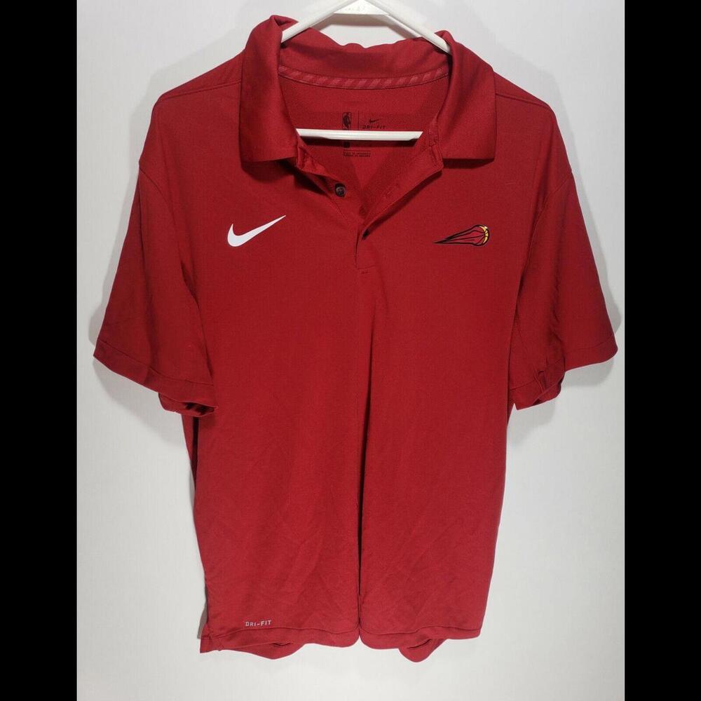 Mens Nike Dri-Fit NBA Gatorade Red Short‎ Sleeve Button Up Polo Size Large L