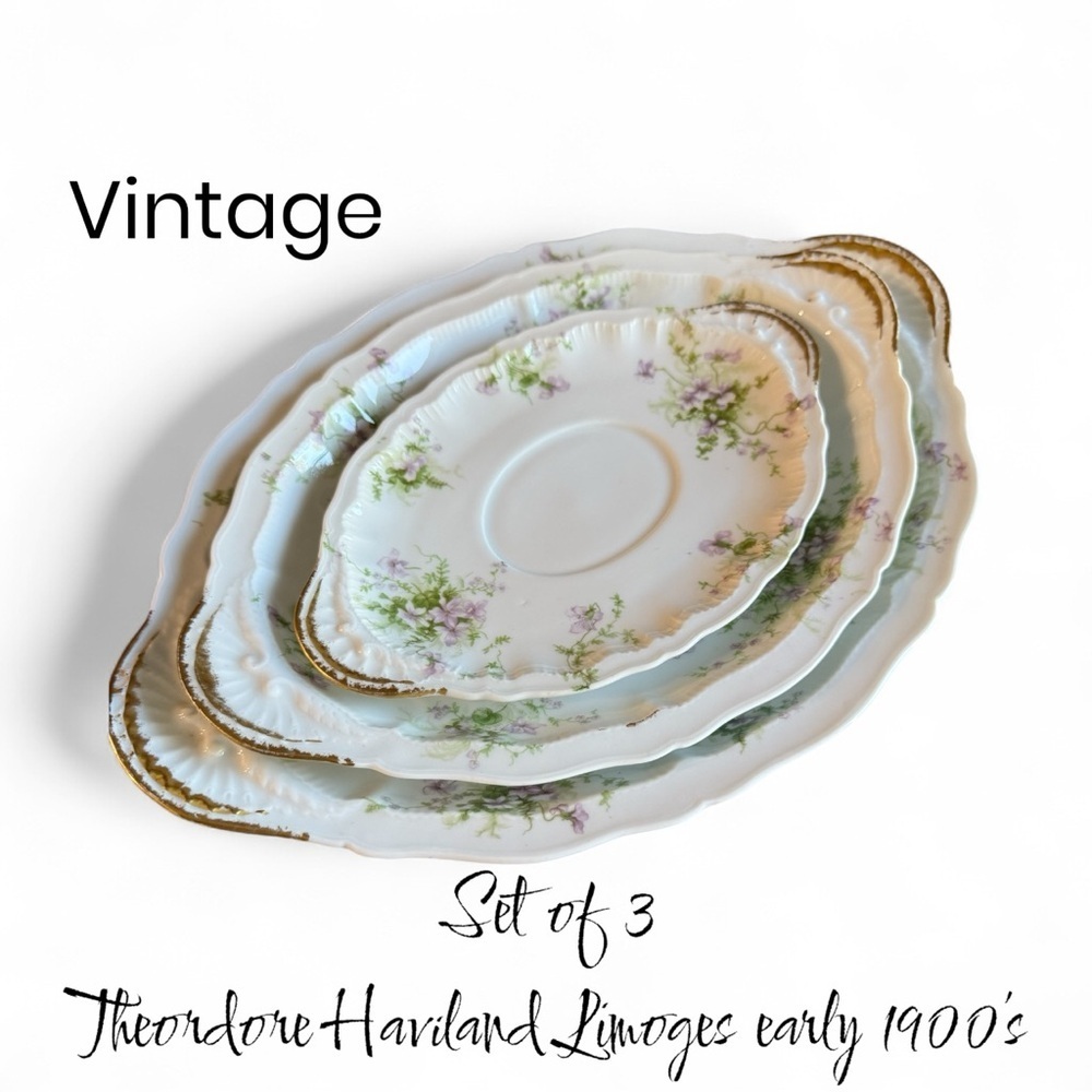 Set of 3 Vintage Theodore Haviland Limoges platters