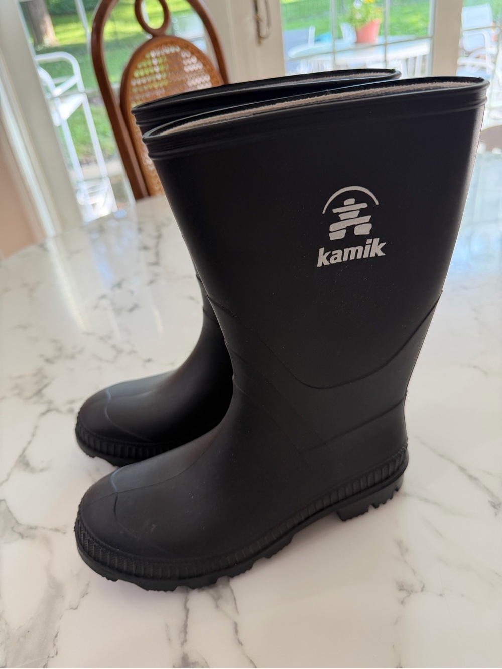 NWT: Kamik Black Rubber Rain Boot, kids size 3 - Picture 3 of 6