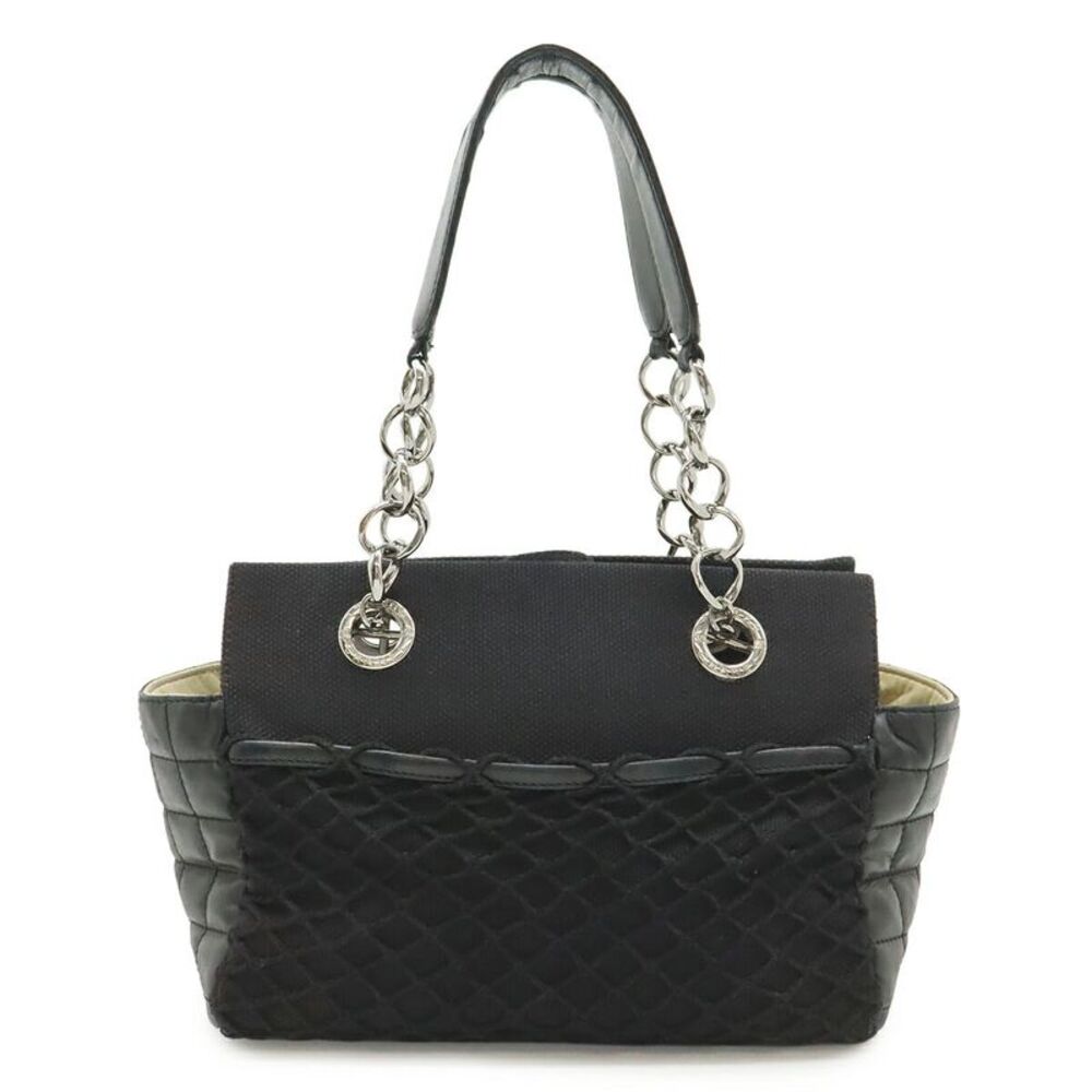 Chanel Chocobar Chain Tote Canvas Leather Bag