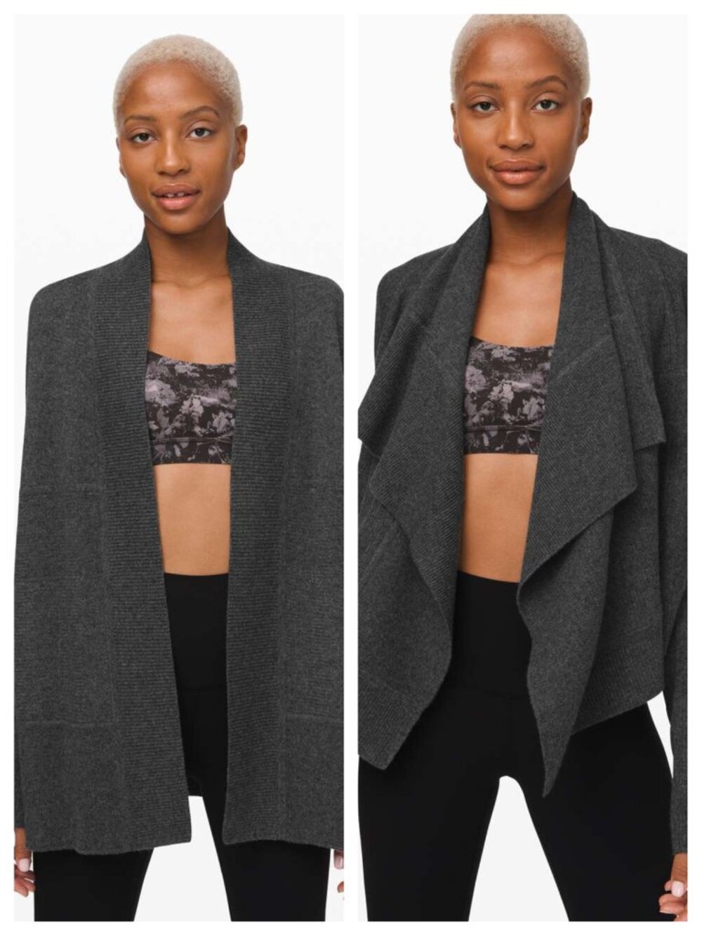 Lululemon 100% Cashmere Sit in Lotus Wrap Sz 8 Heathered Core Dark Grey