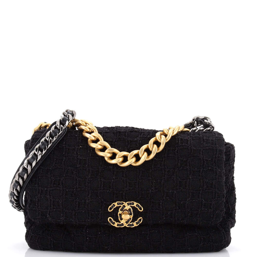 Chanel Large 19 Flap Bag Quilted Tweed