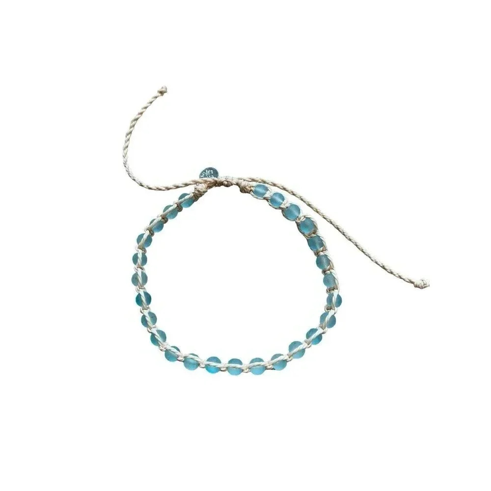 Natural Stone Glass Beach Beaded Stretch Macrame Set 2 Bracelets Crystal Shell - Picture 3 of 6