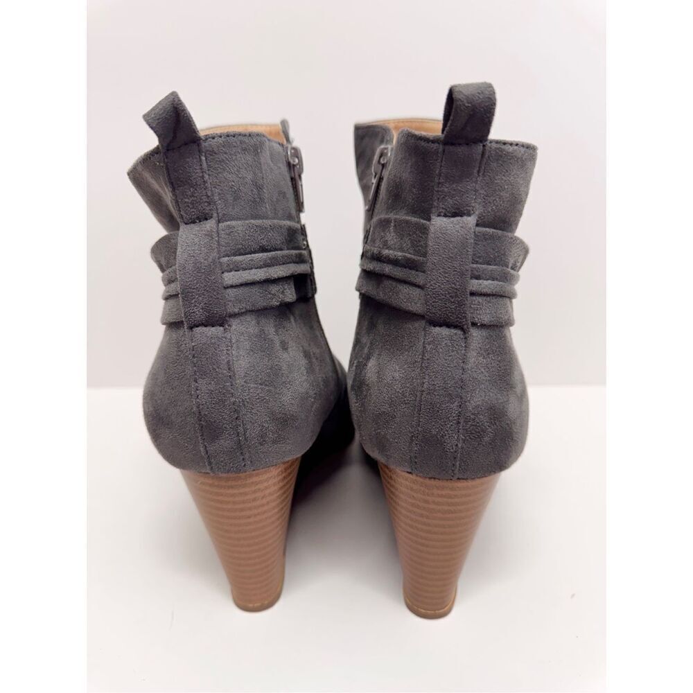 Journee Collection Womens Size 11 Gray Sabeena Booties Wedge Heel Zip - Picture 9 of 10