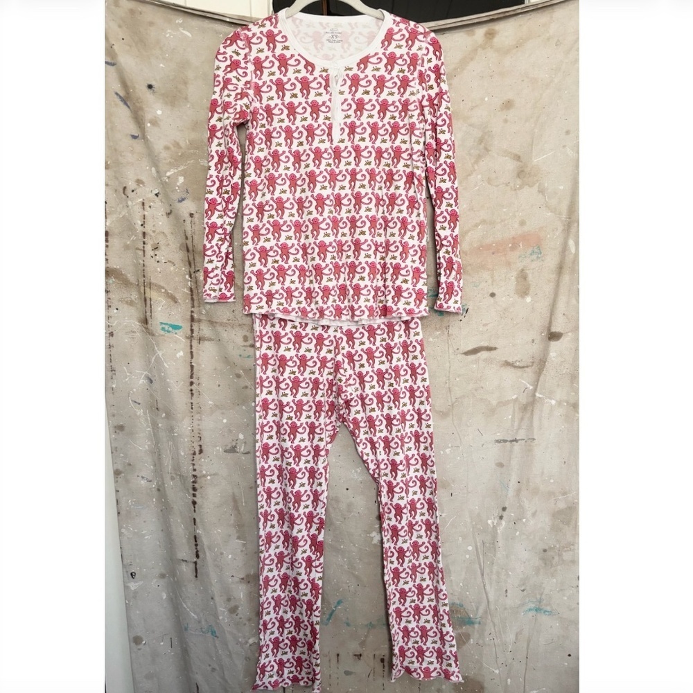 Roller Rabbit Monkey Print Long Sleeve Pajama Set