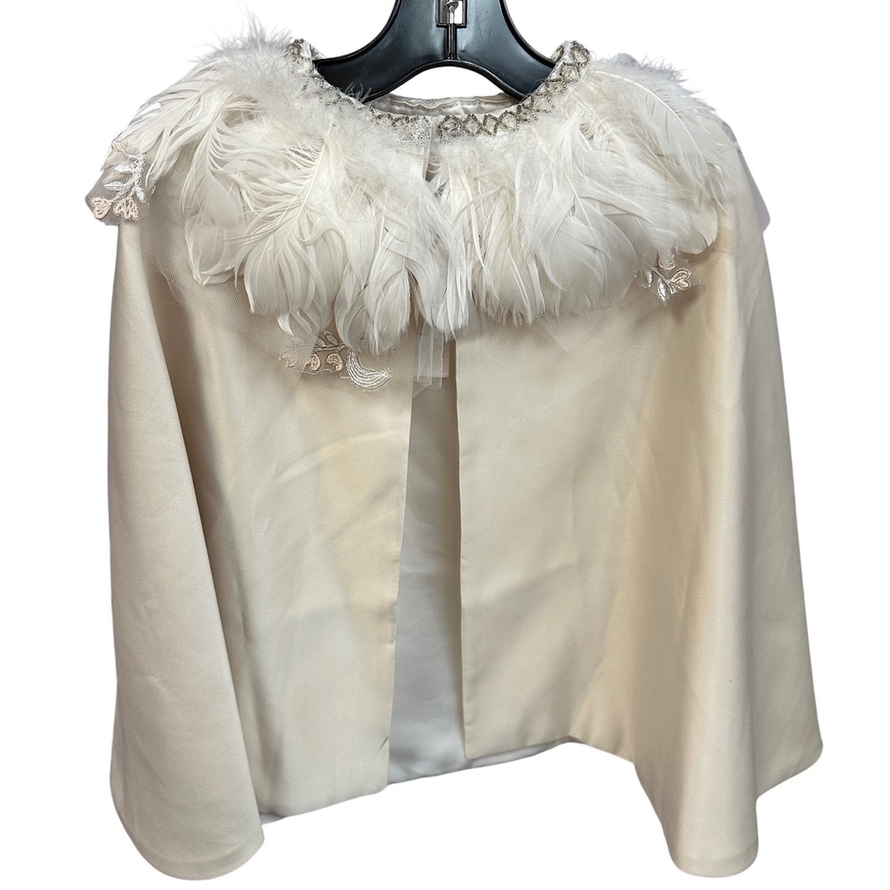 Monique Lhuillier Pottery‎ Barn Kids Cream Feather Cape One Size Girls