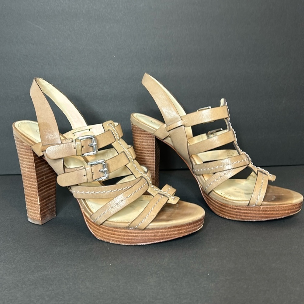 Coach Beige Alie strapped high heeled sandals size 8.5