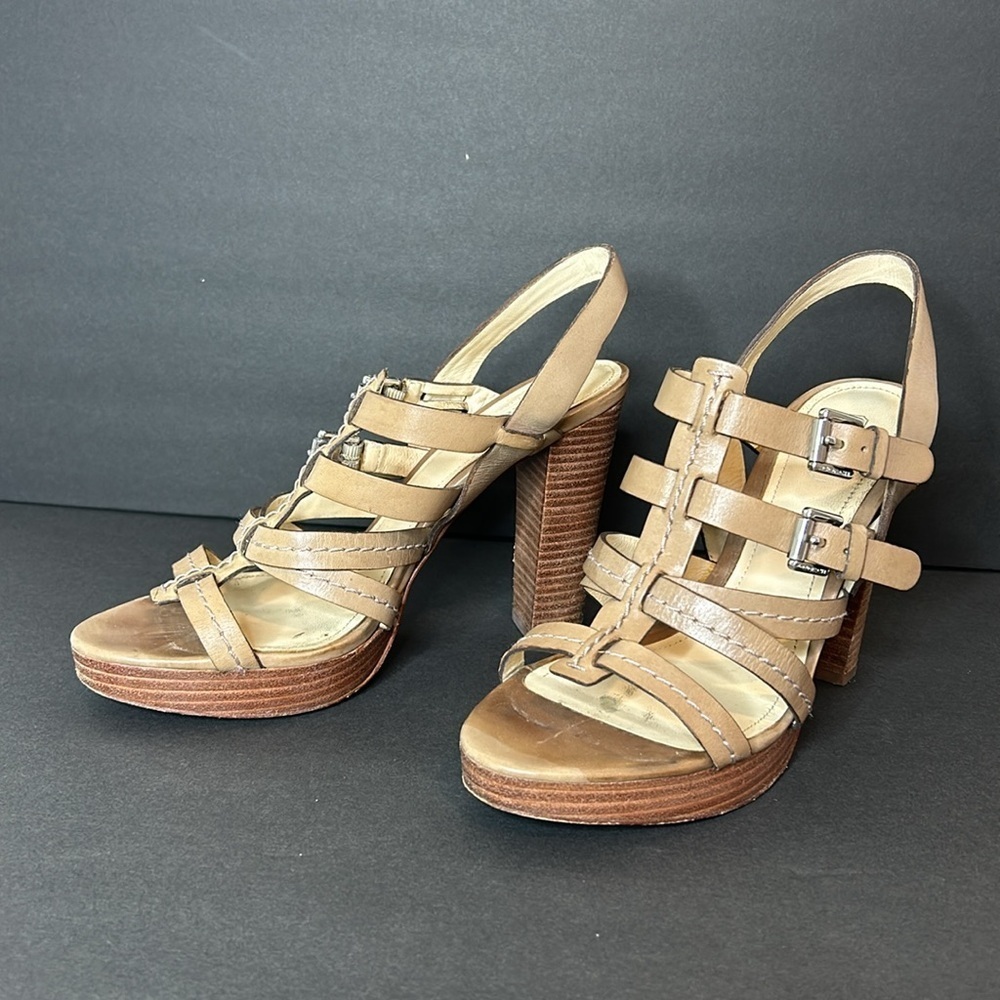 Coach Beige Alie strapped high heeled sandals size 8.5 - Picture 3 of 8