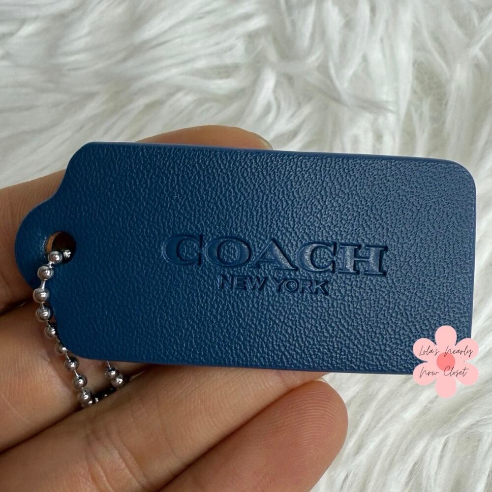 2" COACH Blue Fob Bag Charm Hang tag Hangtag