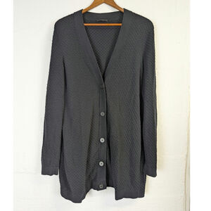 COS Cardigan Sweater Oversized Womens Medium Black Knit Minimal Grampa Slouchy