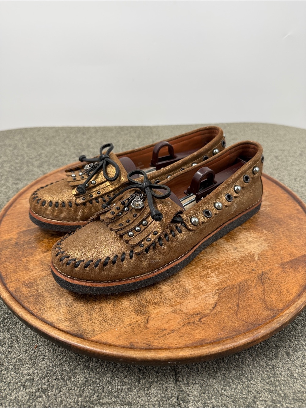 Coach Shoes Wm 10 B Metallic Roccasin Studded Moccasin Studs Slip On Boho