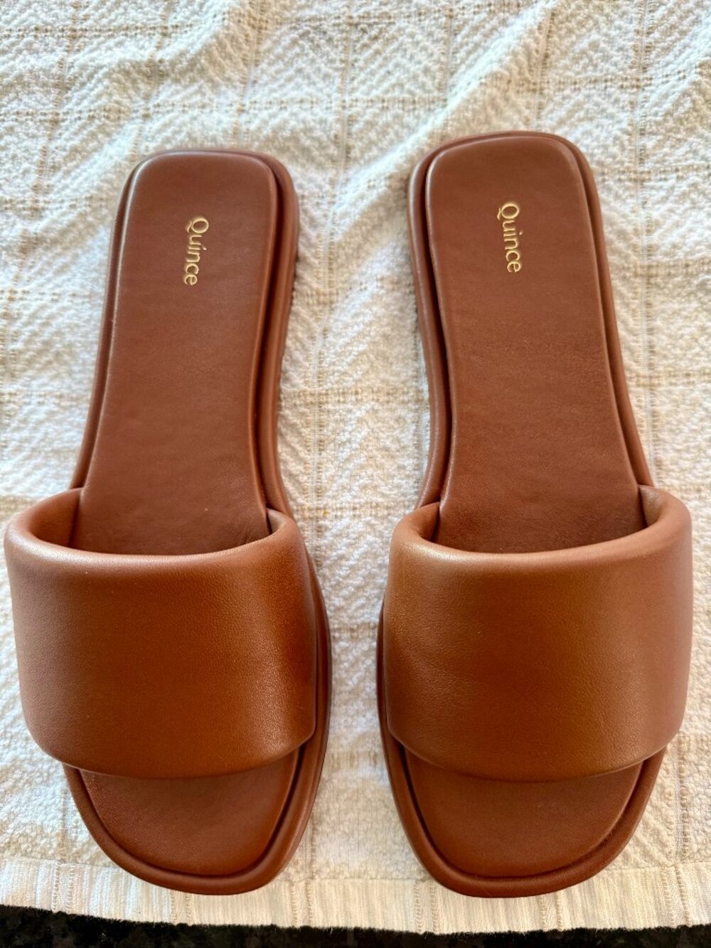 Leather slide sandals