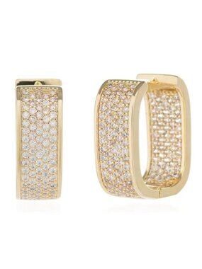 14K Gold Plated Cubic Zirconia Hoop Earring
