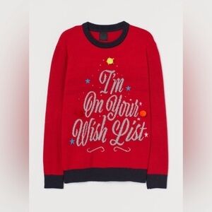 H&M I'm On Your Wish List Ugly Christmas Sweater red holidays‎ party size S