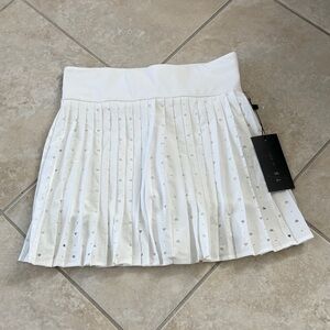 Elegant White Pleated Skirt with Heart Accents