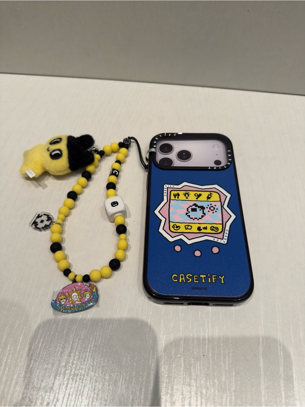 Casetify X Tamagotchi Blue, Yellow & Black Iphone 17 Pro Max Case & Charm