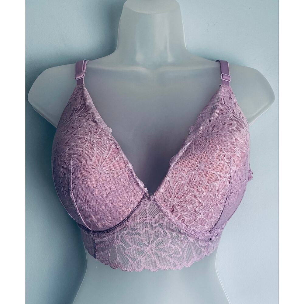 Victoria's Secret PINK Push Up Bralette Purple M-DD Lace NWOT - Picture 3 of 10