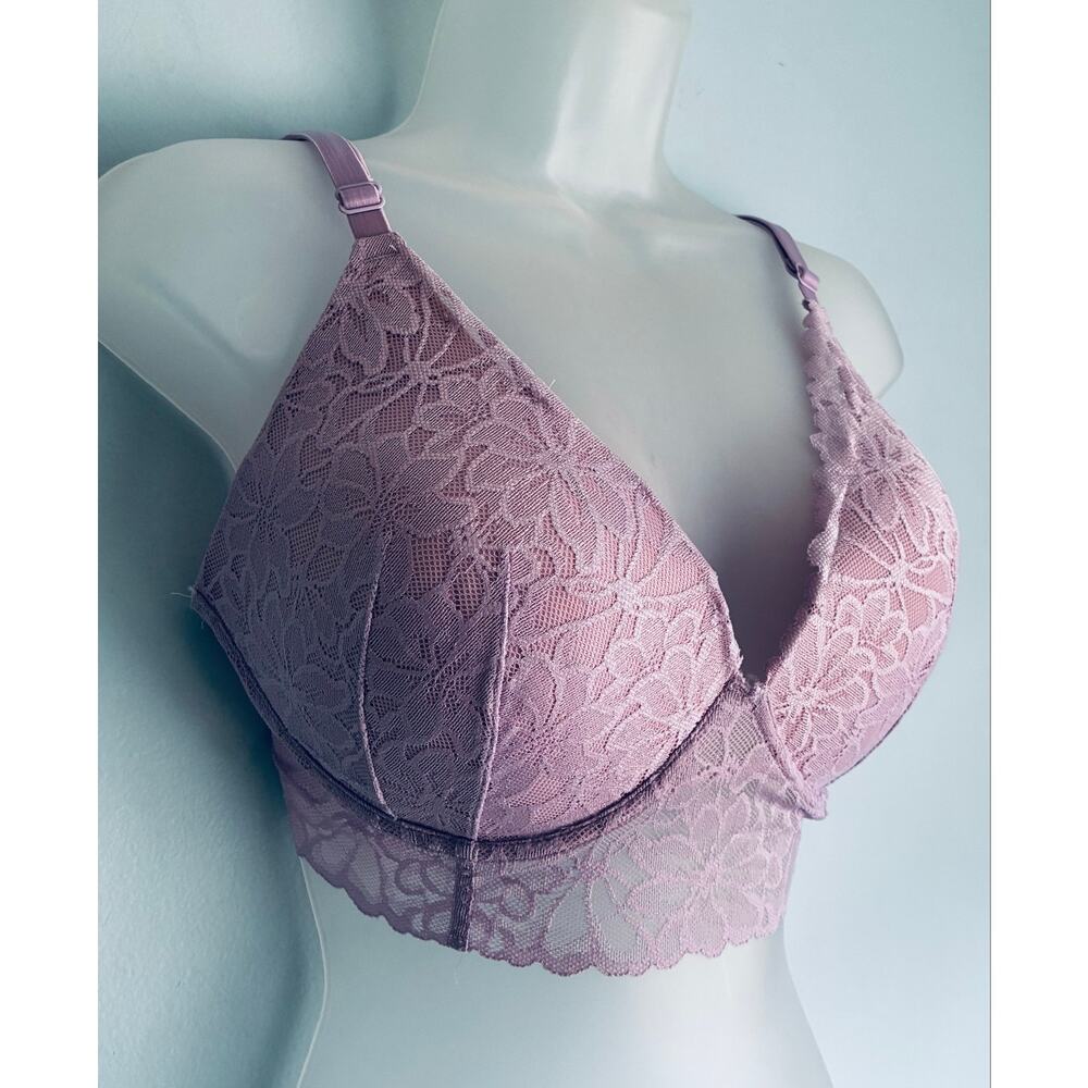 Victoria's Secret PINK Push Up Bralette Purple M-DD Lace NWOT - Picture 4 of 10