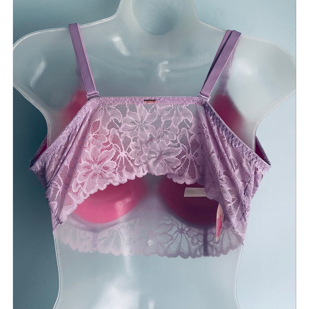 Victoria's Secret PINK Push Up Bralette Purple M-DD Lace NWOT - Picture 5 of 10