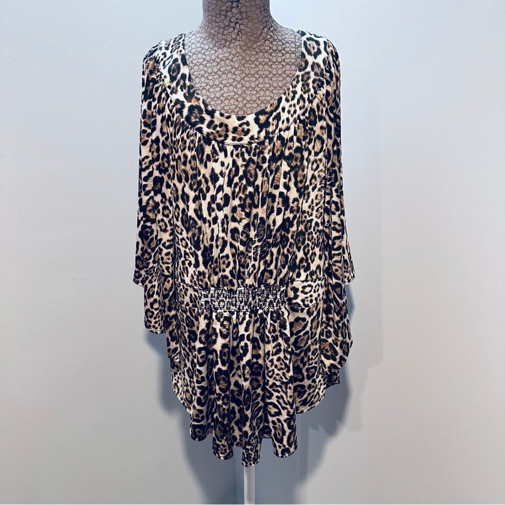 Laura Ashley Leopard Print Blouse Size Large