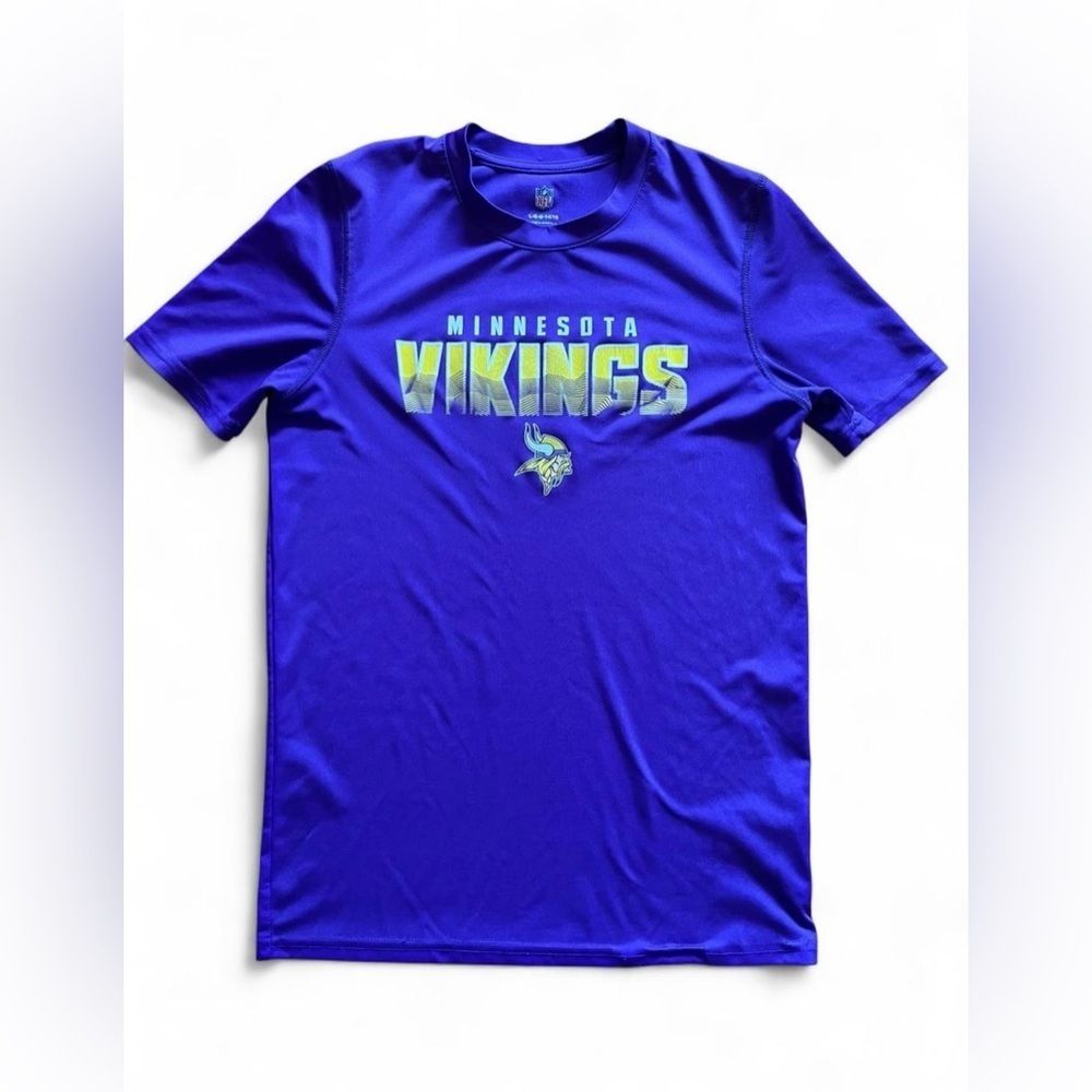 NFL Minnesota Vikings Boys Purple Dri-Fit T-Shirt Performance Athletic Tee Sz L