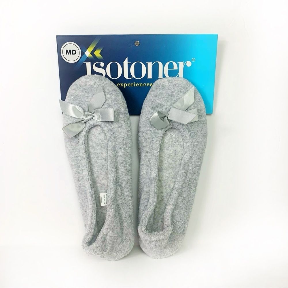 Isotoner Cozy Ballet Slippers Gray | Women’s Medium | Comfy Essential
