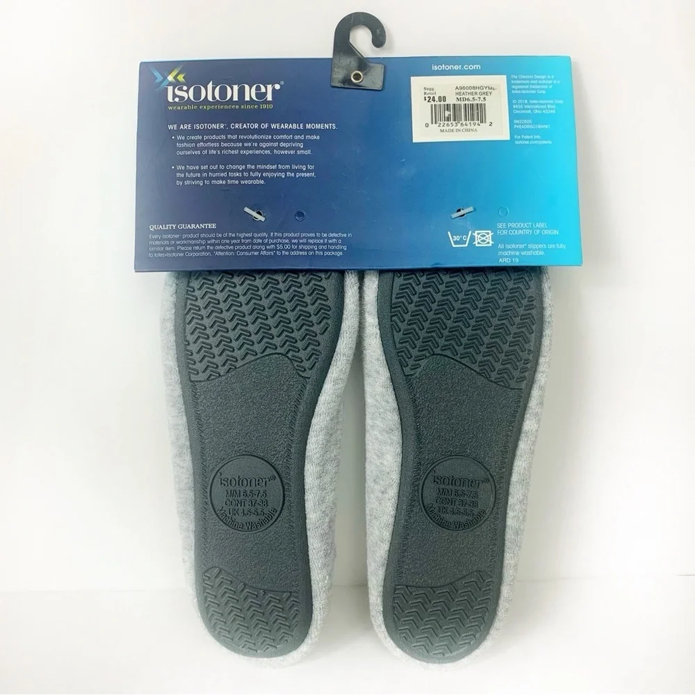 Isotoner Cozy Ballet Slippers Gray | Women’s Medium | Comfy Essential - Picture 7 of 10